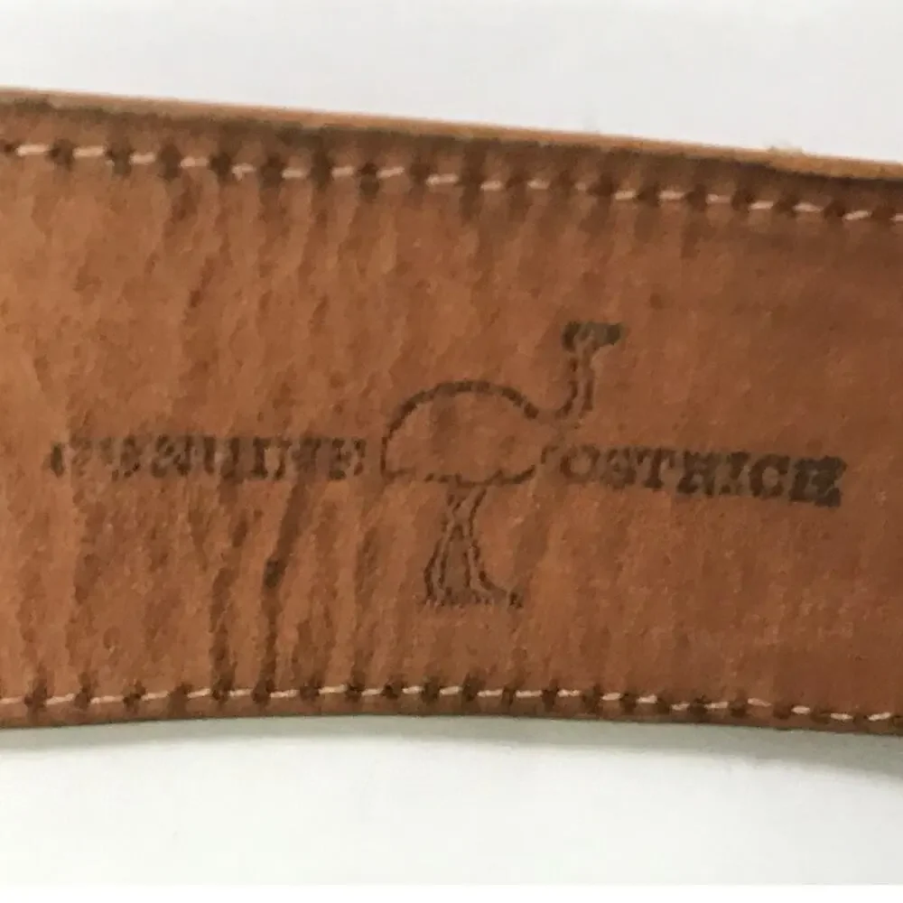 Vintage Nocona Mens Tan Genuine Ostrich Leather Western Belt With Buckle Size 34